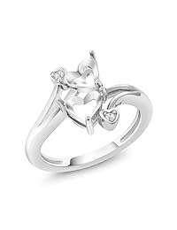 Gem Stone King 925 Sterling Silver Promise Customized and Personalized Build Your Own 2 Birthstone For Her Heart Engagement Ring (Available in size 5,6,7,8,9)