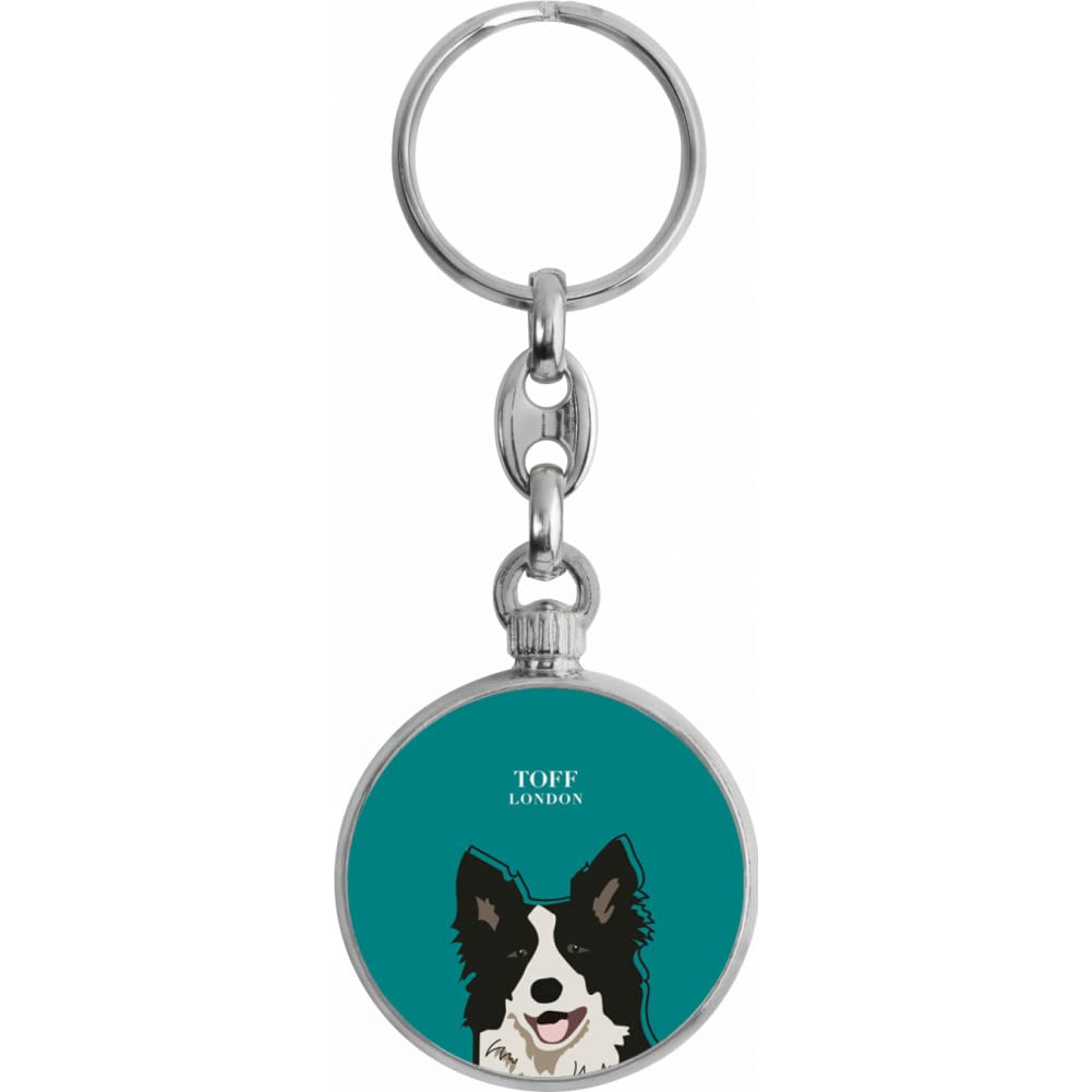 Toff London Black And White Border Collie Dog Head Keyring