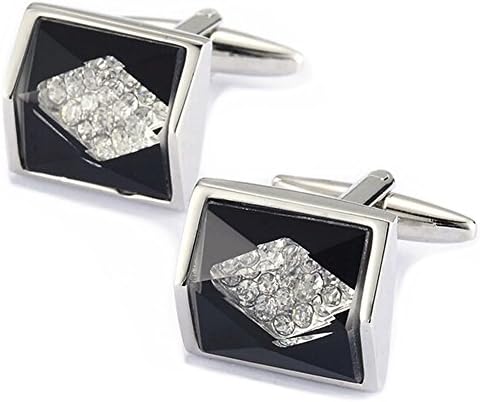 Classical Series Black Agate and Crystal Cufflinks with Gift Box