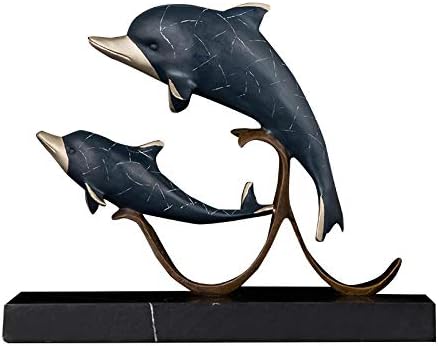Sculptures Statues Ornaments Figurine Collectible Collectible figurines Vintage Solid Bronze Copper Metallic Dolphin Artwork Decoration Statue Sculpture