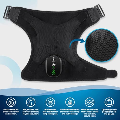 Cordless Shoulder Heating Pad with Massage, FSA Eligible Items List, Heated Shoulder Wrap Massager for Pain Relief Deep Tissue, Rotator Cuff Heating Pad, HSA Approved Products Only