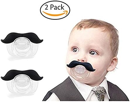 Baby Funny Pacifier Cute Kissable Mustache Pacifier For Babies and Toddlers Unisex - BPA Free Latex Free made With Silicone -Pack of 2 (Black1)