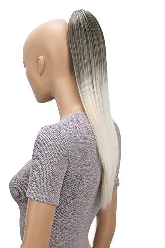 CAISHA 20" Hairpiece Ponytail Clip On Extensions With Butterfly Claw Straight Ombré Brown Blond H114 — image 1