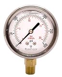 2-1/2" Oil Filled Pressure Gauge - Stainless Steel Case, Brass, 1/4" NPT, Lower Mount Connection 0-300PSI