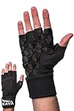 Gym Padding Gloves with Wrist Support for Lifting, Bodybuilding Gloves for Weightlifting Grip, Black L