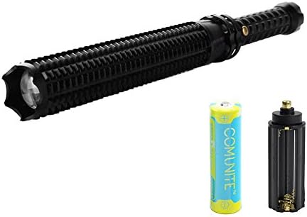 Comunite 3 Modes Baseball Bat LED Flashlight Security Light Torch Zoomable Lamp Torch for Camping Travel Mountaineering Walking and Emergency Outdoor Use -18650 Battery Included