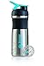 BlenderBottle Sport Mixer Stainless Steel Shaker Bottle, 28 oz, Black/Aqua