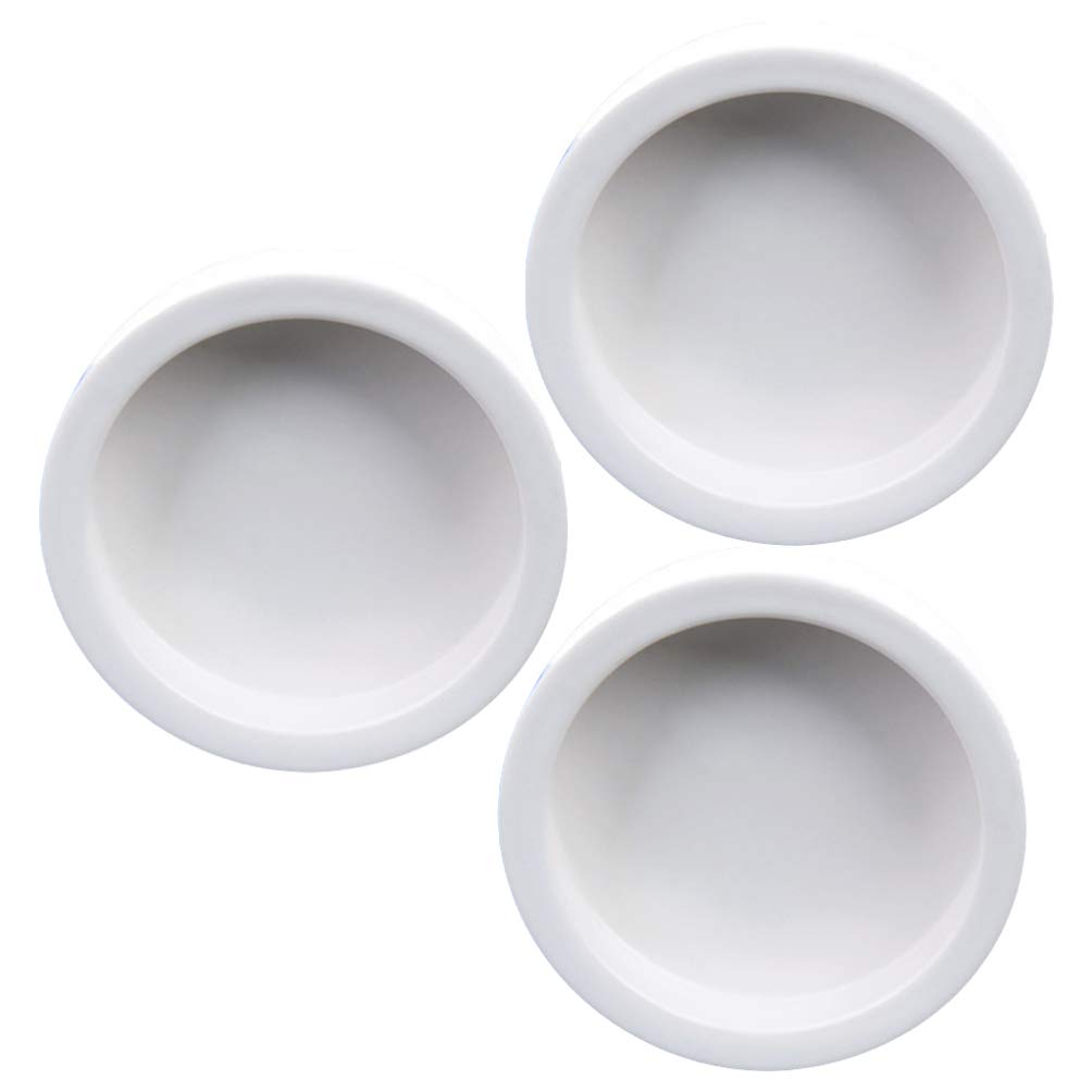 3pcs Reptile Food Water Bowls Worm Dishes Escape-Proof Feeding Dishes Skid Ceramic Food Bowls for Small Animal (White Small Round)