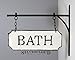 Silvercloud Trading Co. Rustic Hanging Double-Sided Bath Embossed Black on White Enamel Metal Sign with Bracket - Wall Decor - Room Label