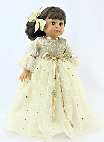 Gold Star Ball Gown With Hairbow-Fits 18