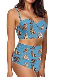 Howilath Women's Tummy Control Bikini Smocked Cute
