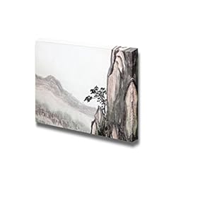 Traditional Chinese Painting of High Mountain Landscape with Cloud and Mist - Canvas Art Wall Art - 12" x 18"