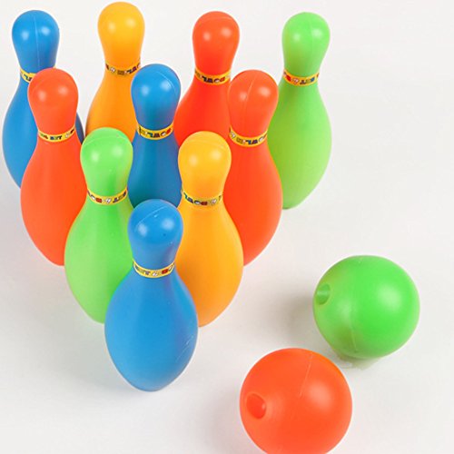 Kids Bowling Play Set, Plastic Ball Toy Gifts, Educational, Early Development, Sport, Indoor Toys, 10 Pins and 2 Balls for Ages 2, 3, 4, 5 Year Olds Children, Toddlers, Boys, Girls (M - 5.5INCH)