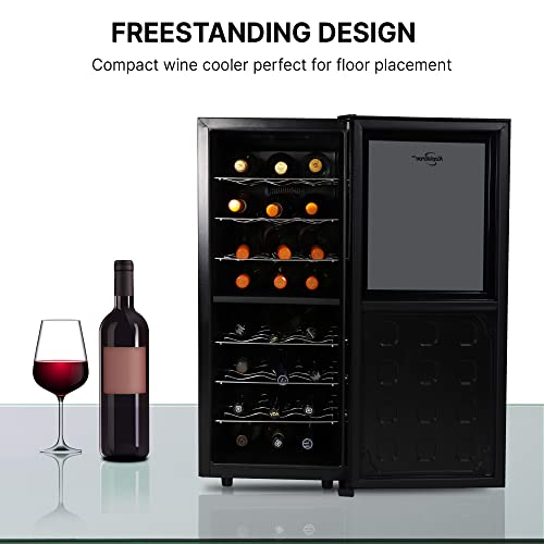 Koolatron 24 Bottle Dual Zone Wine Cooler, Black Thermoelectric Wine Fridge, 2.4 cu. ft (68L