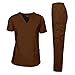 Dagacci Medical Uniform Womens and Mens Scrub Set Unisex Medical Scrub Shirt Top and Pant, Brown, Medium, Short Sleeve