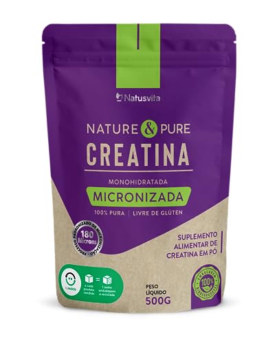 Creatina Pura 500g Monohidratada Micronizada à 180 mícrons. 101% de Pureza em Laudo. Livre de Metais Pesados