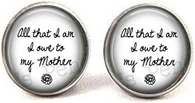 nijiahx All that I am I owe to my Mother - Jewelry for Mom - Mother of the Bride - Gift for Mother or Mom - Mother's Day Cufflinks