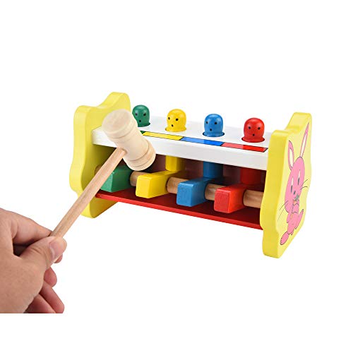 image for Pounding Bench Wooden Toy with Mallet,salaheiyodd Wooden Pounding Benc