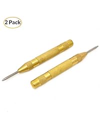 Perforadora central automática 5 pulgadas de latón con resorte de perforación central con tensión ajustable, herramienta de mano para metal o madera Pack de 2