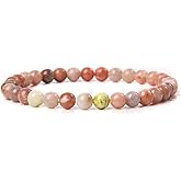 INENIMARTJ 6mm Natural Carnelian Crystal Bracelet for Women,Red Agate Gemstone Beaded Bracelet Stretchy Chakra Red Gems Stones Healing Crystal Energy Quartz Jewelry