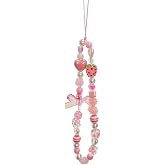 Fuqimanman2020 1-2 PCS Natural Stone Cell Phone Lanyard Strap Charms- Handmade Colorful Beaded Butterfly Charms for Women Girl, Rainbow Keychain