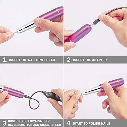 Electric Nail Drill, 20000RPM Portable Nail Drill Machine, Professional Efile Manicure Pen Sander Polisher Tools Nail file kits for Exfoliating,Manicure,Acrylic,Gel Nails