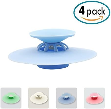 Shower Drain Stopper Plug Bathtub Cover - Bathtub Drain Plug, Sink Strainers Protectors, Shower Drain Cover, Hair Catchers for Floor\Laundry\Kitchen\Bathroom,2 in 1 Stop &amp; Filters - 4 Packs