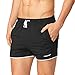 BALEAF Men's 3 Inches Bodybuilding Workout Shorts Drawstring Running Shorts Zipper Pockets Black Size L