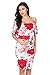 My Bump Womens Off Shoulder Maternity Dress - Ruched Ruffle Off Shoulder Baby Shower Pregnancy Dress (Made in USA) (Medium, Ivory/Red Flower)