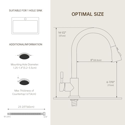 APPASO Black Kitchen Taps Mixer, 360° Swivel Kitchen Sink Faucet with Pull Out Spray 3 Modes, Stainless Steel Pull Down Sink Taps for Kitchen, Matte Black