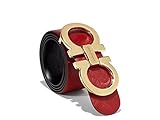 Authentic Salvatore Ferragamo Red/Black Reversible belt Double Gancio Gold Buckle