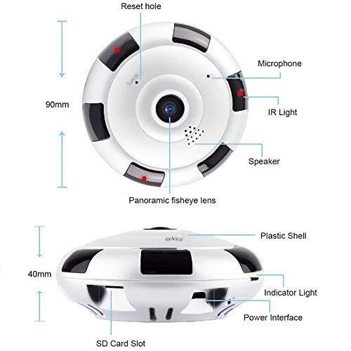 WiFi IP Camera 360 Degree Camera Surveillance Home Security Wireless Camera 1080p Full HD Wide Lens, Night Vision 2 Way Audio for Home/Office/Nanny/Pet/Baby Monitor Cam with iOS, Android App - Thumbnail 6