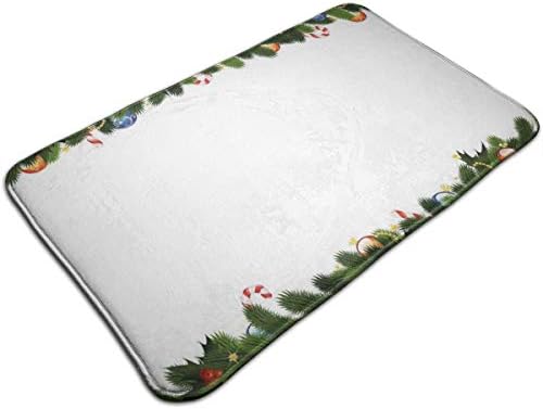 KINKPH Bath Mat,Fir Tree Branches With Christmas Theme Candy Canes Baubles Festive Winter Holiday,Plush Bathroom Decor Mat Non Slip Backing,19.5 * 31.5 inch
