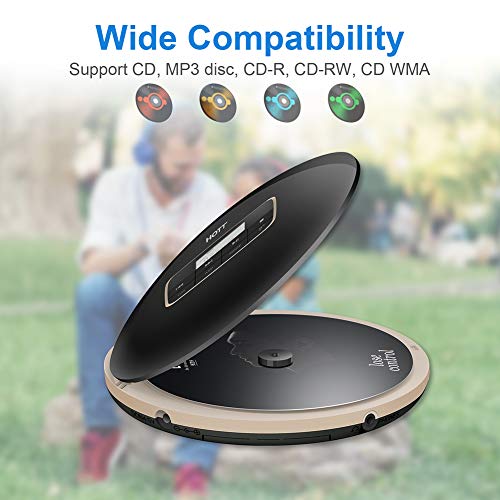 HOTT Portable CD Player Personal Small Walkman CD Disc Player, with Electronic Anti-Skip Anti-Shock Protection (Black)