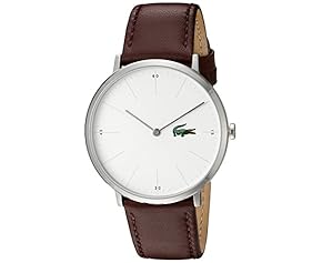 Lacoste Men's Quartz Stainless Steel and Leather Casual Watch, Color:Brown (Model: 2010872)
