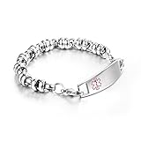 BBX JEWELRY Custom Engraved 316L Steel Tag Medical Alert Id Bracelet for Men and Women 7.8 Inch