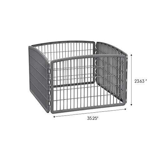 IRIS USA Dog Playpen, Exercise Pet Playpen without Door, 4Panel, 24" H, Gray Pricepulse