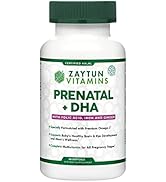 Zaytun Vitamins Halal Prenatal Vitamins + DHA, Folic Acid, Iron, Ginger for Soothing, One Daily, ...