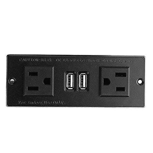 Recessed Power Strip Black Desktop Power Grommet Socket With