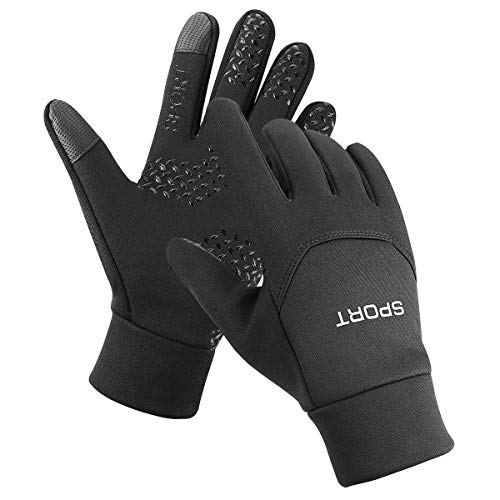 KISCHERS Cell Phone Touch Screen Man Women Gloves, Winter Sports Suitable (Black, M)