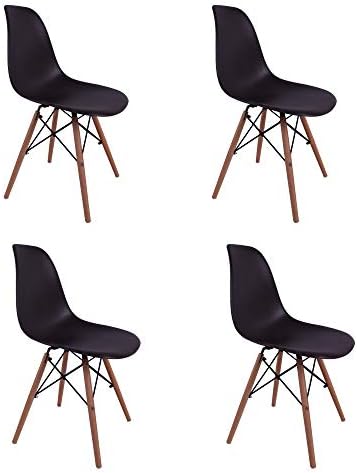 Plastic Chair for Indoor-Outdoor Use Modern Bar Restaurant Chair Chic Bistro Cafe Side Chairs(Set of 4)