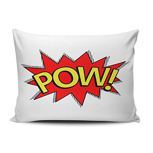 Salleing Custom Beauty Design Red Yellow Pow! Superhero Comic Book Decorative Pillowcase Pillowslip Throw Pillow Case Cover Zippered One Side Printed 12x18 Inches