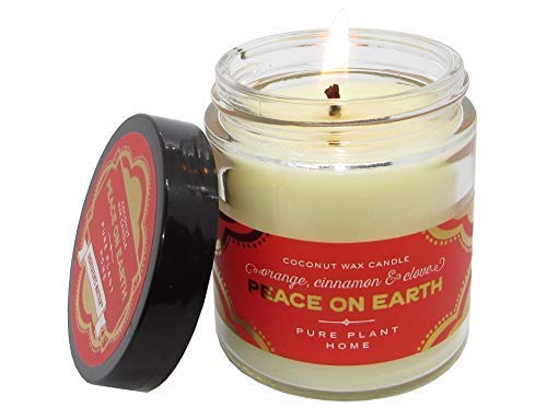 Pure Plant Home Peace on Earth holiday candles apothecary jar vegan pure essential oils 3.1 ounce coconut wax