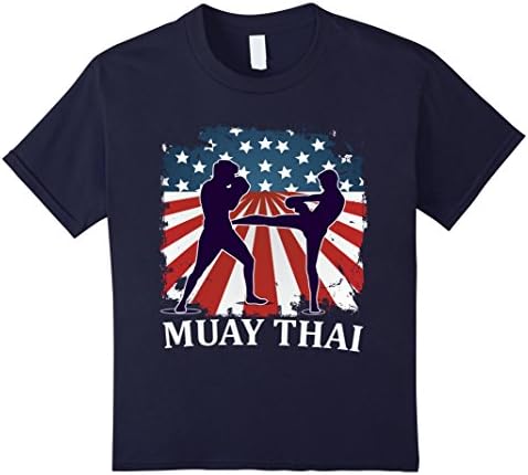 Kids Muay Thai Thailand Kickboxing T-Shirt - Martial Arts T-shirt 4 Navy