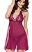 JuicyRose Women's Sexy Lingerie Lace Sleepwear Halter Babydoll V-String Miniskirt (US XXL=Tag XXXL, Purple)
