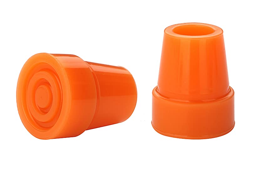 2Pcs: 19mm 3/4" Replacement Rubber Ferrules, Tips or Feet for Walking Sticks & Canes - Orange - by Lifeswonderful