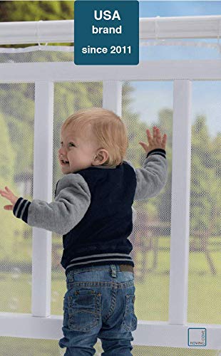 Roving Cove | Baby Safety Outdoor Railing Net | Balcony Deck Banister Guard | Baby Proofing Stairs Rail Screen Cover | Child Proof Patio Fence Shield | Safe Rail | Outside 10ft L x 3ft H | Pearl White