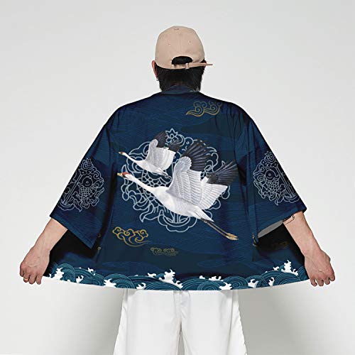 Japanese Kimono Yukata Kimono Jacquet Mens Kimono Shit C,010,L - Thumbnail 2