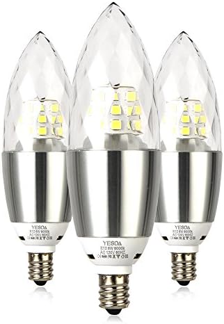 E12 Base LED Light Bulbs, Candelabra LED Bulbs 6W, (Incandescent 60W bulb Equivalent),Daylight White 6000K, Non-Dimmable,3 Pack