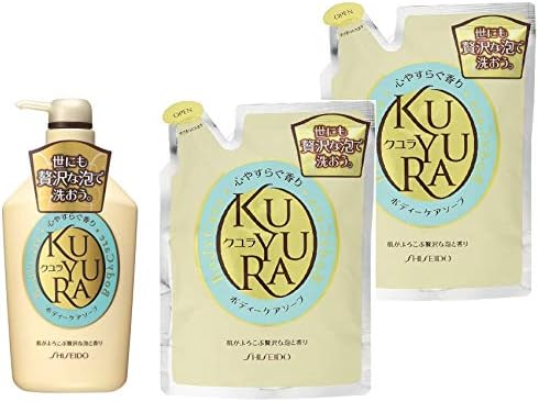 【まとめ買い】 KUYURA(クユラ) ボディケアソープ 心やすらぐ香り ジャンボサイズ本体+つめかえ用2個ボディソープセット 本体550ml+替400ml×2個